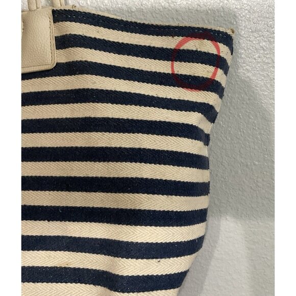 Cecil McBee Striped Canvas Beach Tote - 17x12 - Some Light Staining- See Photos - Picture 4 of 6